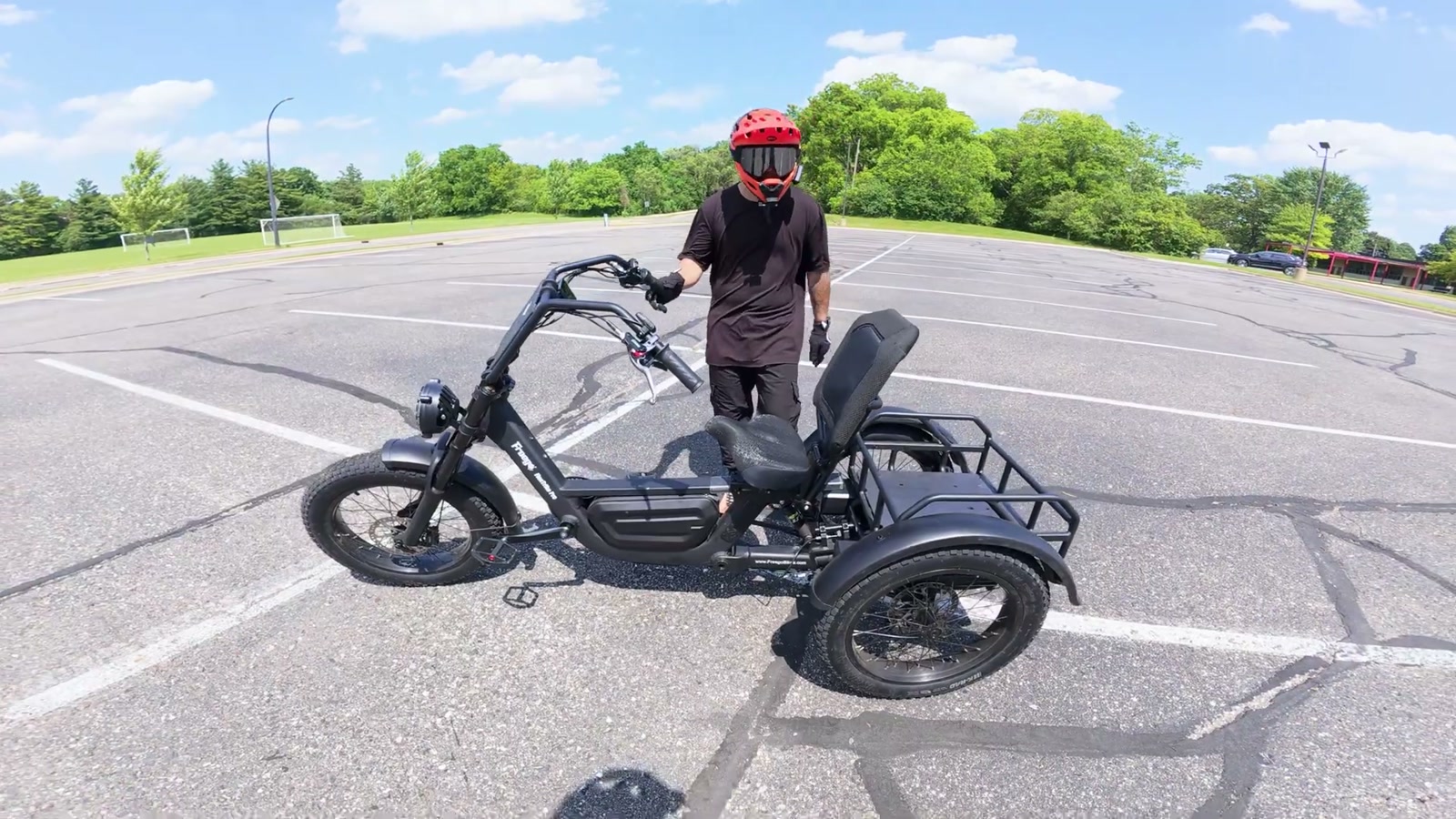 Video still from Freego FlekTrike Pro Review: The Tilting Electric Trike That’s Equal Parts Comfy and Wild at 8:16