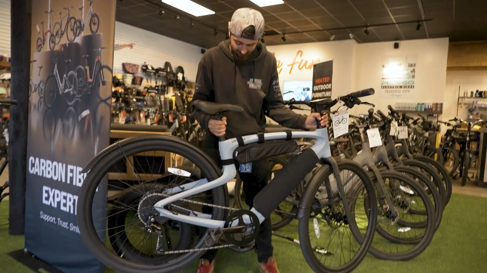 Video still from Inside Pedego Traverse City: Why a Pedego Dealer Started Selling Urtopia Carbon Fiber eBikes at 2:57