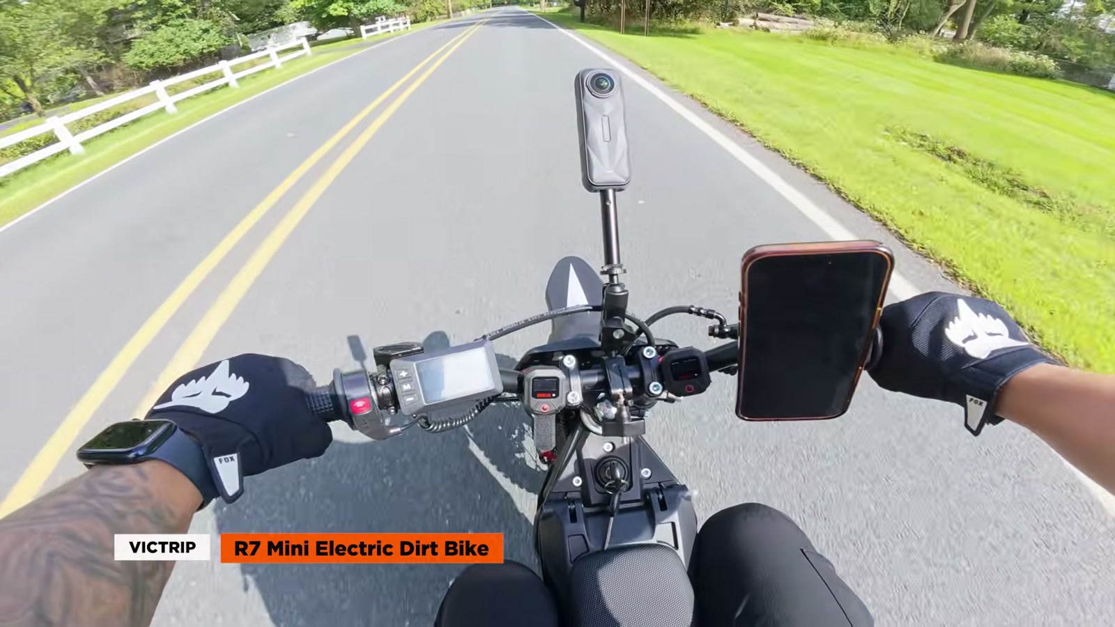 Video still from Victrip R7 Mini Electric Dirt Bike Review: 60V Makes This Little Rip-Ready at 7:42
